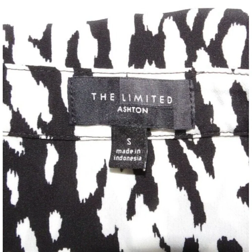 THE LIMITED Ashton black & white full button long shirt dress women's size S